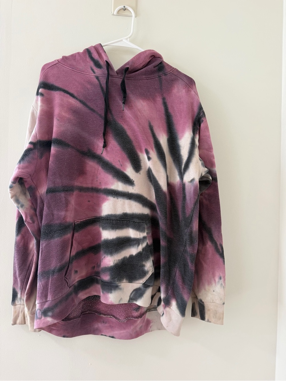 PINK Victoria's Secret Hoodie Women Medium Mauve Black Good Tie-Dye Pullover